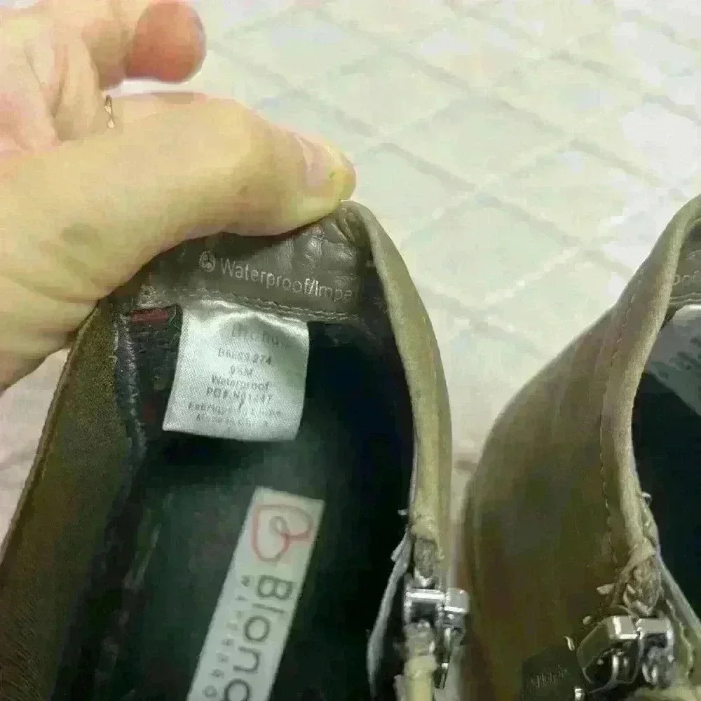 Blondo Womens Suede Olive Green Zippered Waterproof Heel Booties Size 9.5M EUC - Picture 6 of 13